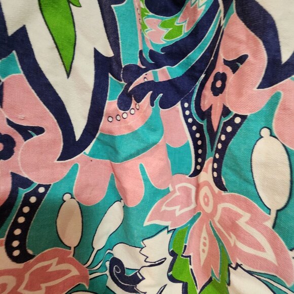 Floral Print Canvas Tote Bag With Green Handles & Inner Zip Pocket McBeth Collec - Picture 2 of 4